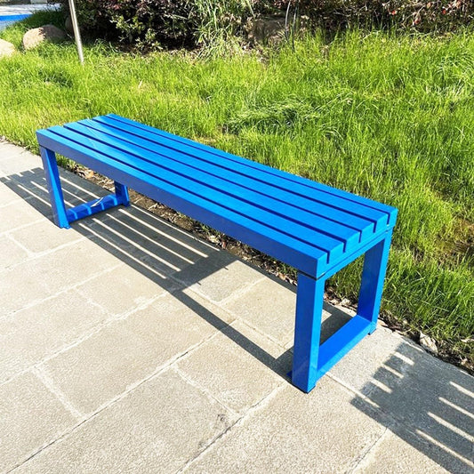 Weatherproof Metal Dining Bench, Outdoor Bench Backless Patio Bench 2-Person Farmhouse Bench Garden Bench for Kitchen, Living Room, Entryway(Blue,59in)