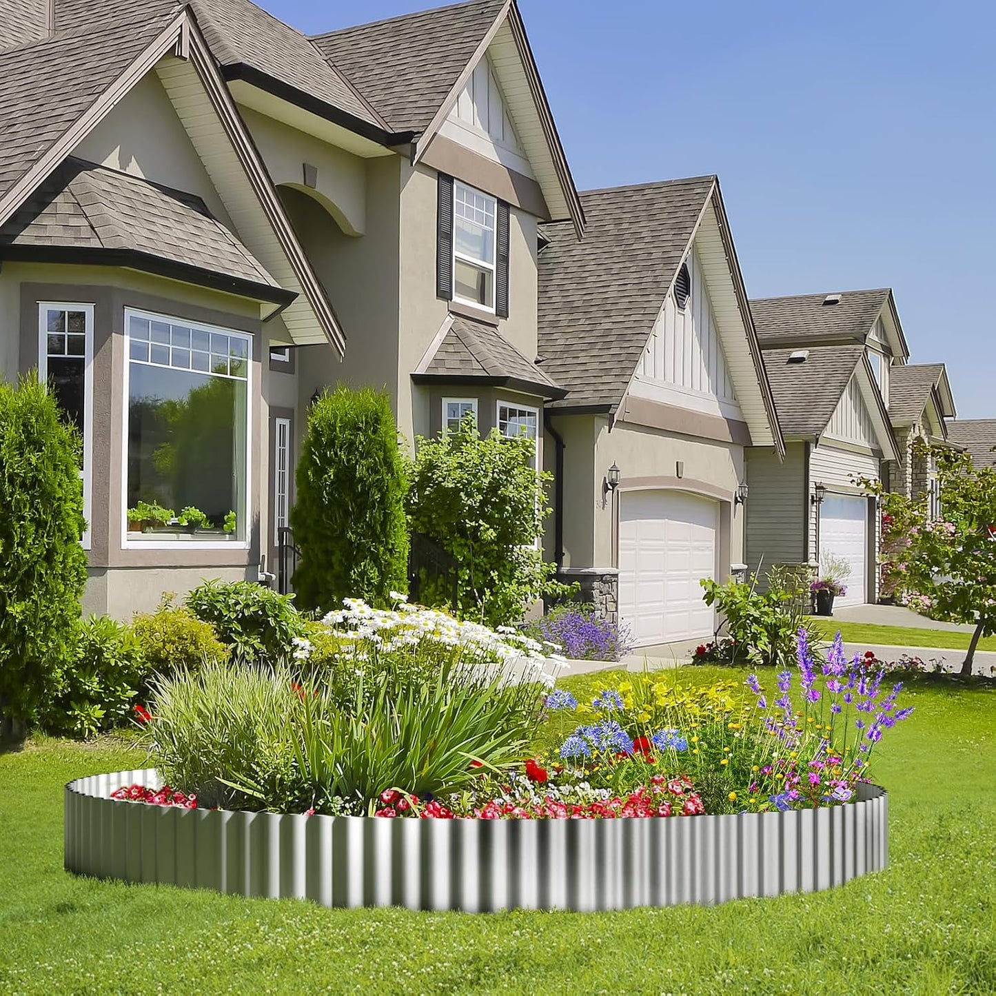 Land Guard Corrugated Garden Edging Border, 6" x 25' Landscape Paver Edging, Tall Landscape Edging, Fence for Garden, Flower Bed, Lawn and Landscape Edging (Silver)