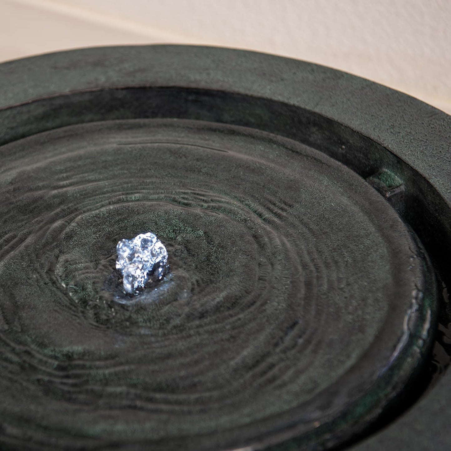 Xbrand 19.8" W Round Polyresin Indoor/Outdoor Sphere Water Feature w/LED Light, Garden Patio Fountain Decor, Dark Green, ALLS3542-2