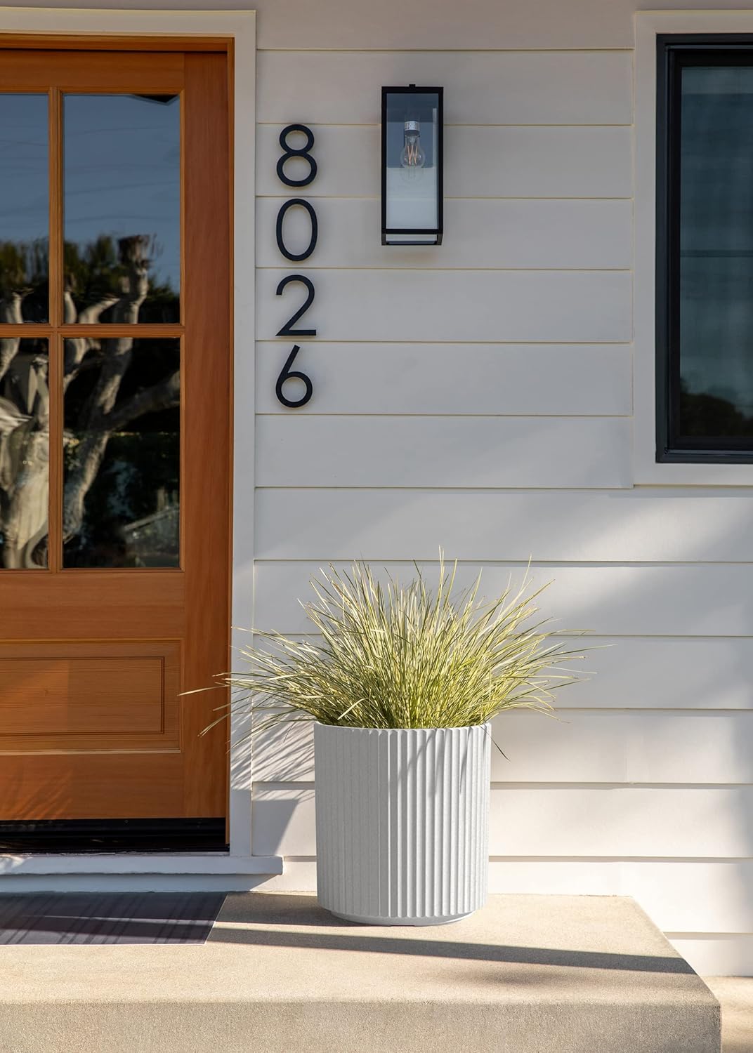 Veradek Demi Series Round Planter for Porch, Patio, Backyard | Durable Plastic-Stone Composite Material | Modern Décor for Tall Plants, Flowers