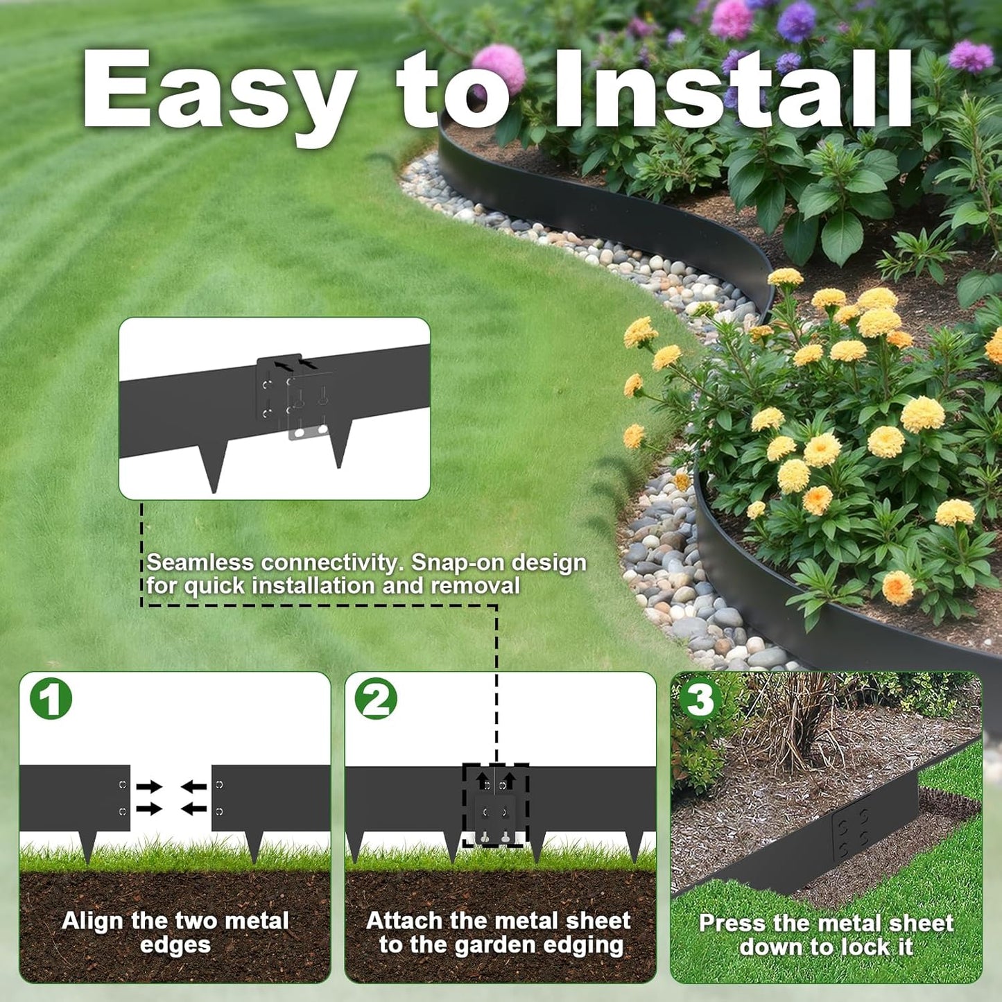 Metal Landscape Edging 6" H X 40" L, 6 Pack Black Bendable Steel Garden Edging Border,Heavy Duty Metal Edging for Landscaping Yard Lawn and Flower Bed Border(20 Ft)