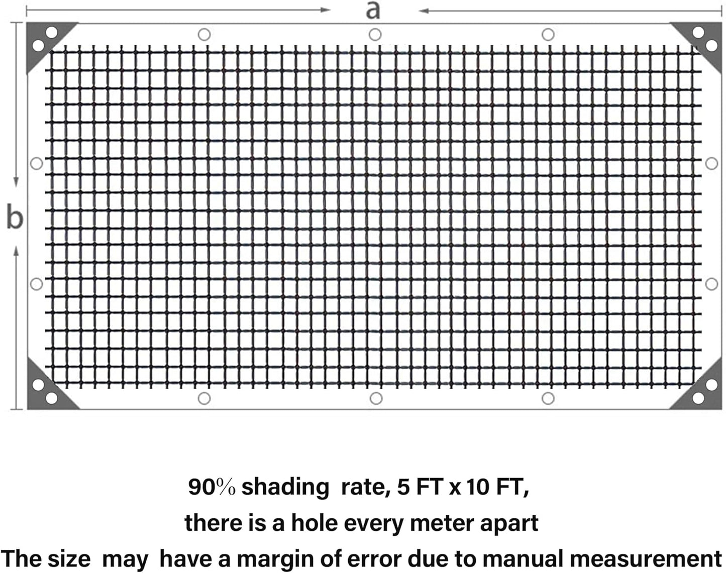 winemana Black Shade Cloth 90%, 5x10 FT Mesh Tarp - Garden Shade for Greenhouse, Patio, Vegetables, Plants Cover and Chicken Coops, Sun Shade Net for Outdoor Protection with Reinforced Grommets