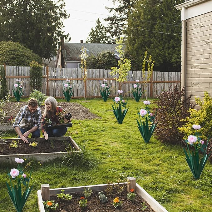 Large Tequila Rustic Sculpture, Home Decor Hand Painted Metal Agave Garden Yard Statue, Outdoor Lawn Ornaments (2 Big Flowers)