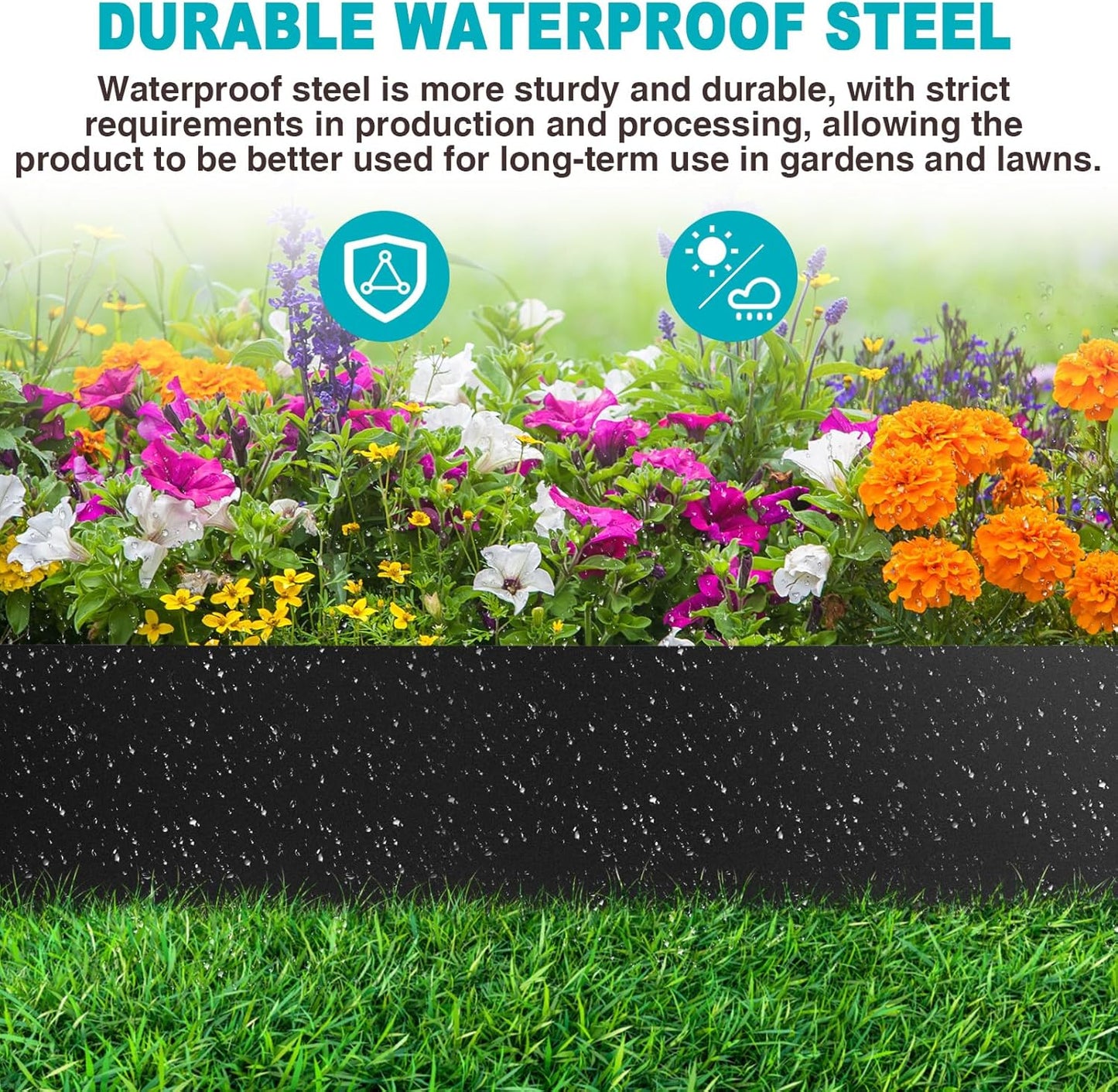 40" LX8 H Metal Landscape Edging, Heavy Duty Galvanized Steel Garden Edging,6 Pack Steel Landscape Edging with 7 Clips for Lawn, Flower Bed, Yard (Black)