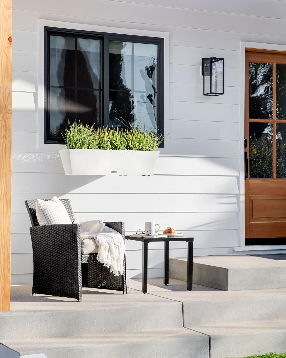 Veradek Pure Series Railing Planter - Plastic Hanging Planter for Outdoor Balcony/Fence | Durable All-Weather Use with Adjustable Brackets | Modern Décor for Flowers, Succulents, Hanging Plants