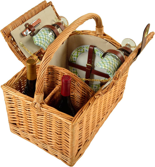 Picnic at Ascot Vineyard Willow Picnic Basket with service for 2 - Gazebo