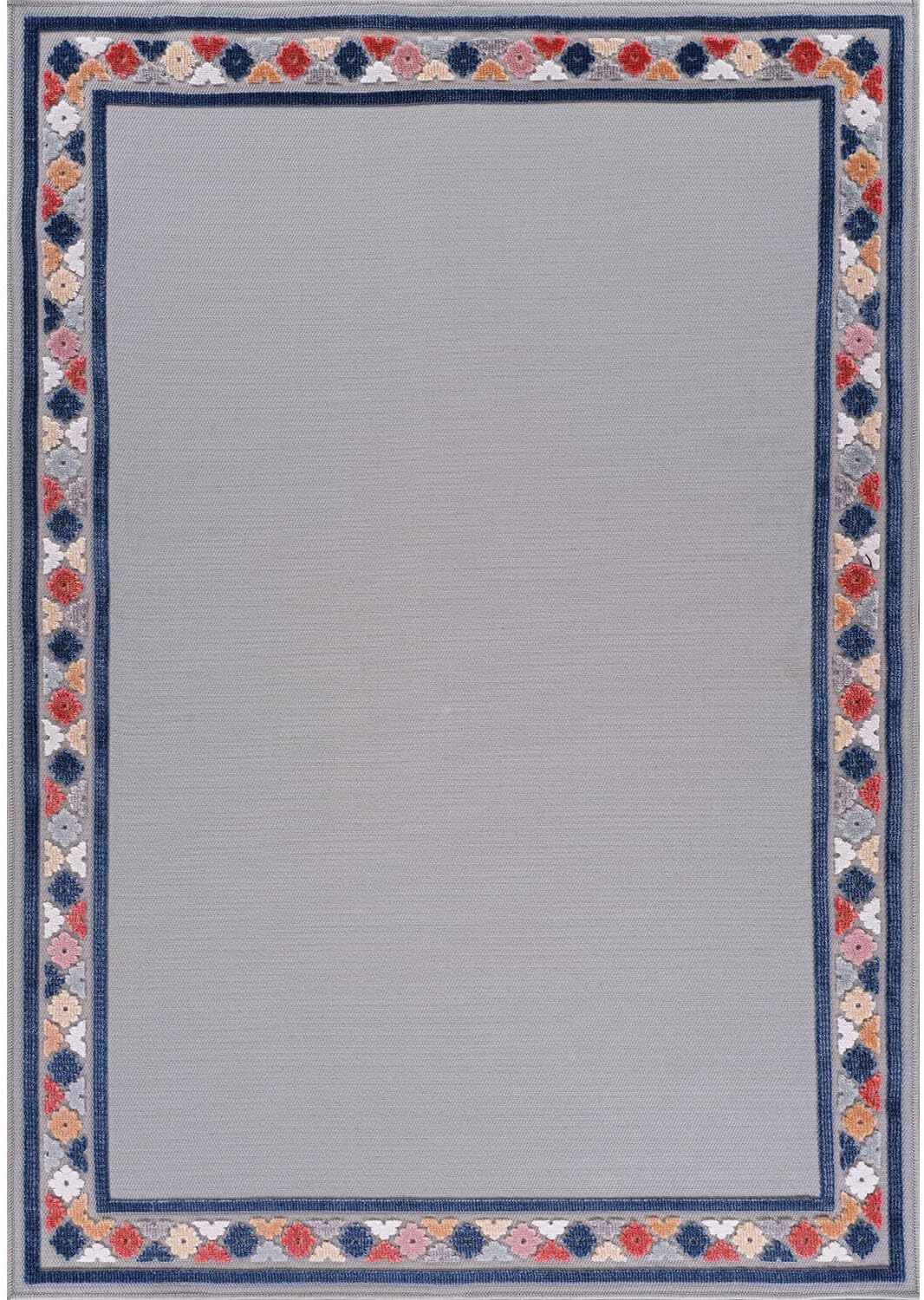 Beverly Rug Outdoor Rug 10x14 Modern Bordered Large Area Rugs for Indoor and Outdoor Patio Easy to Clean Non Shedding Living Room Porch Garden Washable Outside Carpet (10 x 14 Gray)