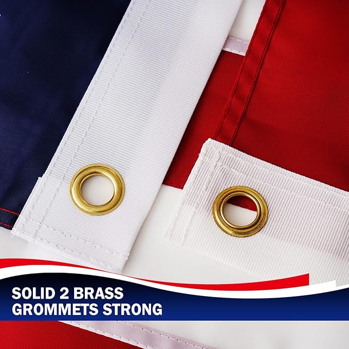 Homissor American Flags 2x3 for Outside US Flag USA Outdoor Heavy Duty United State Flag Embroidered Stars Durable Nylon for All Weather High Wind Sewn Stripes With Brass Grommets