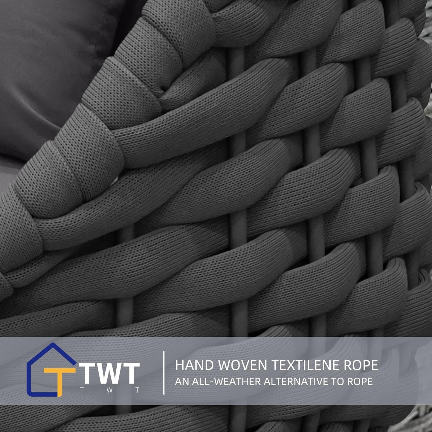 TWT 6 Pieces Patio Sofas All-Weather Teslin Rope Balcony Furniture with Cushions & Pillows, Patio Couch Outdoor Patio Furniture Set for Indoor, Balcony, Backyard, Poolside, Dark Grey