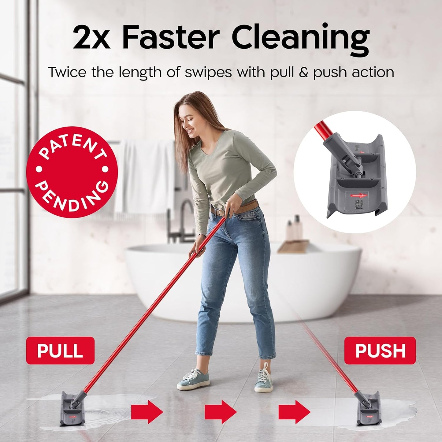 Tyroler MoppyShmoppy 2-in-1 Heavy Duty Floor Squeegee for Concrete Floors & Microfiber Mop 16.5" | Squeegee for Floor with 55" 4-Part Handle | Squeegees Mop | Squeegees Broom for Floors