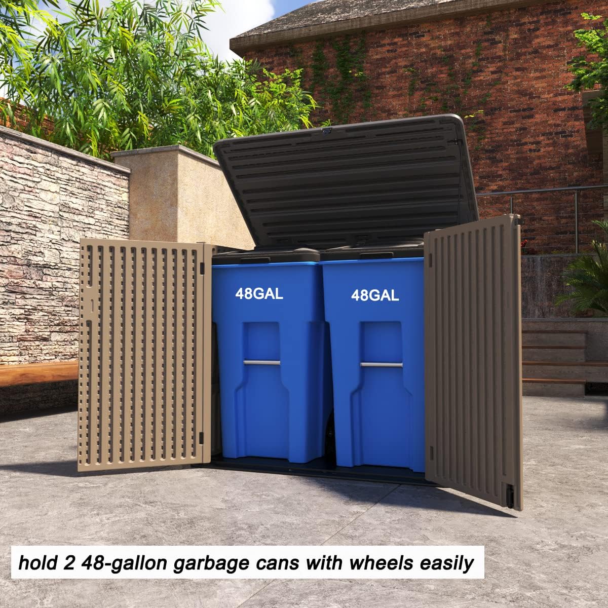 Large Horizontal Storage Sheds,38 cu.ft Resin Garden Shed Weather Resistance,Outdoor Storage Box Lockable for Patio,Backyard,Garden,Home(Brown)