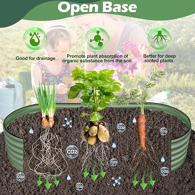 Olive Green 4x2x0.9ft Raised Garden Bed, Deep Metal Garden Bed, Large Galvanized Raised Garden Beds Outdoor, Raised Planter Box Kit for Vegetables, Flowers, Fruits