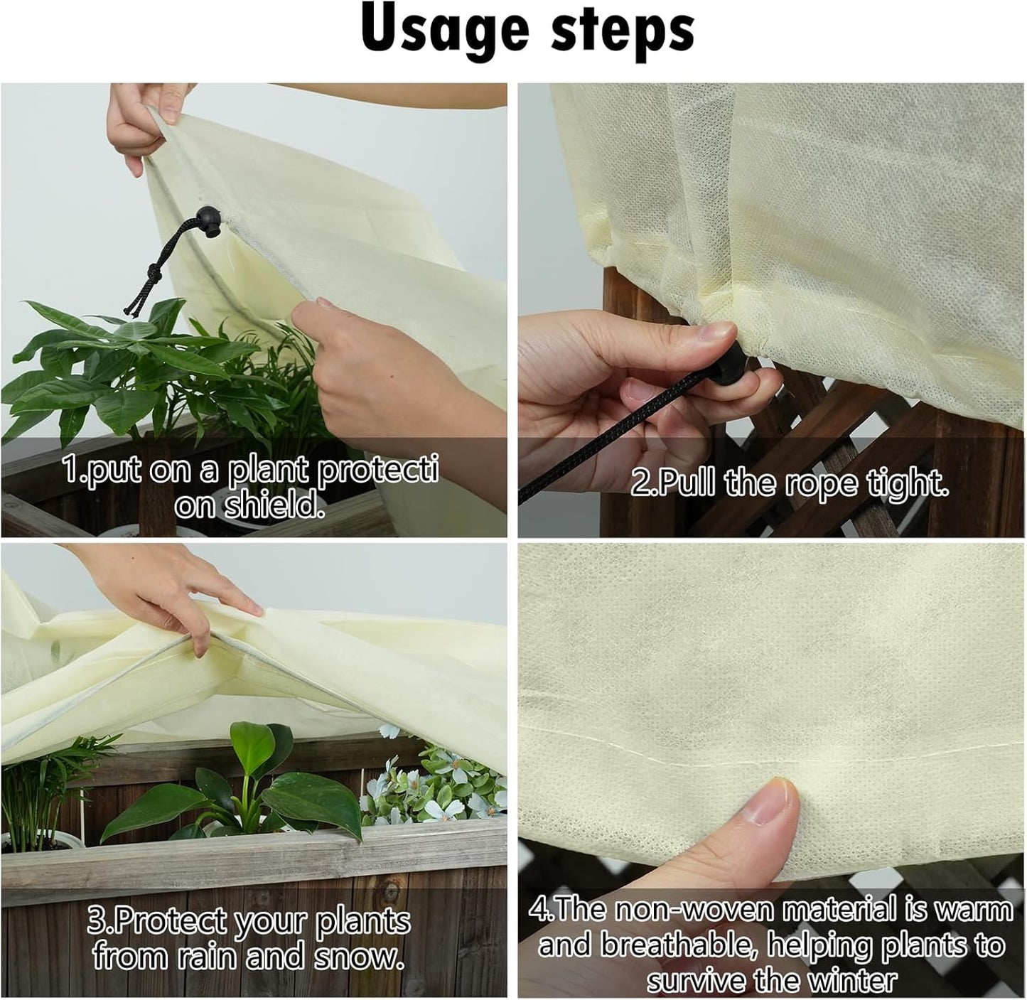 Rectangular Plant Protection Blanket, Winter Outdoor Garden Frost Protection, 2 Pieces, 78.7 x 39.3 x 17.7 Inches