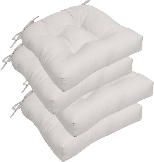 RACE LEAF Patio Chair Cushions 19x19 Inch 4 Pack, Thickened Outdoor Seat Cushions Water Resistant with Non-Slip Ties & Stain Resistant Tufted Design (Beige)