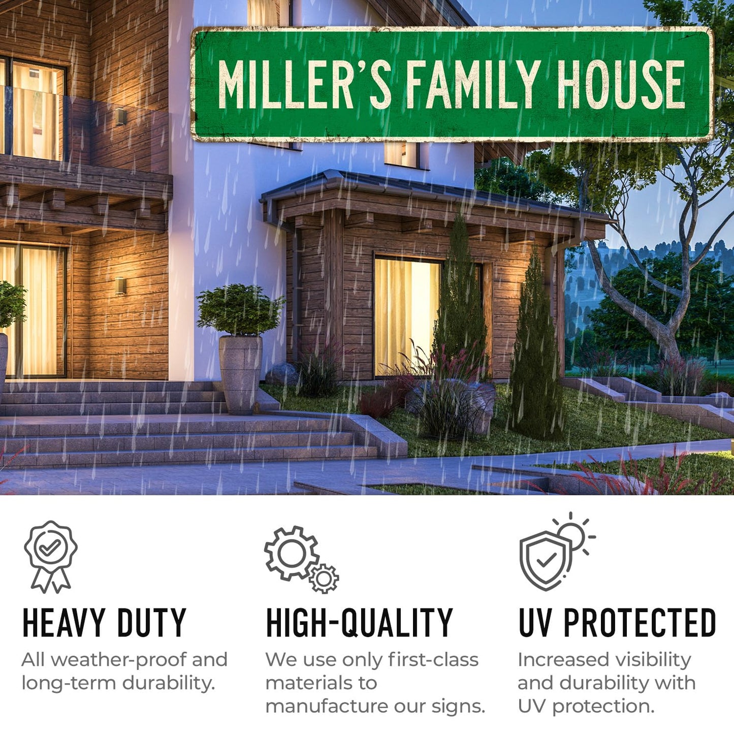 Custom Rustic Sign, Personalized Decor Street and Gift, 4x18 Inches, ACM, Fade Resistant, Made in USA