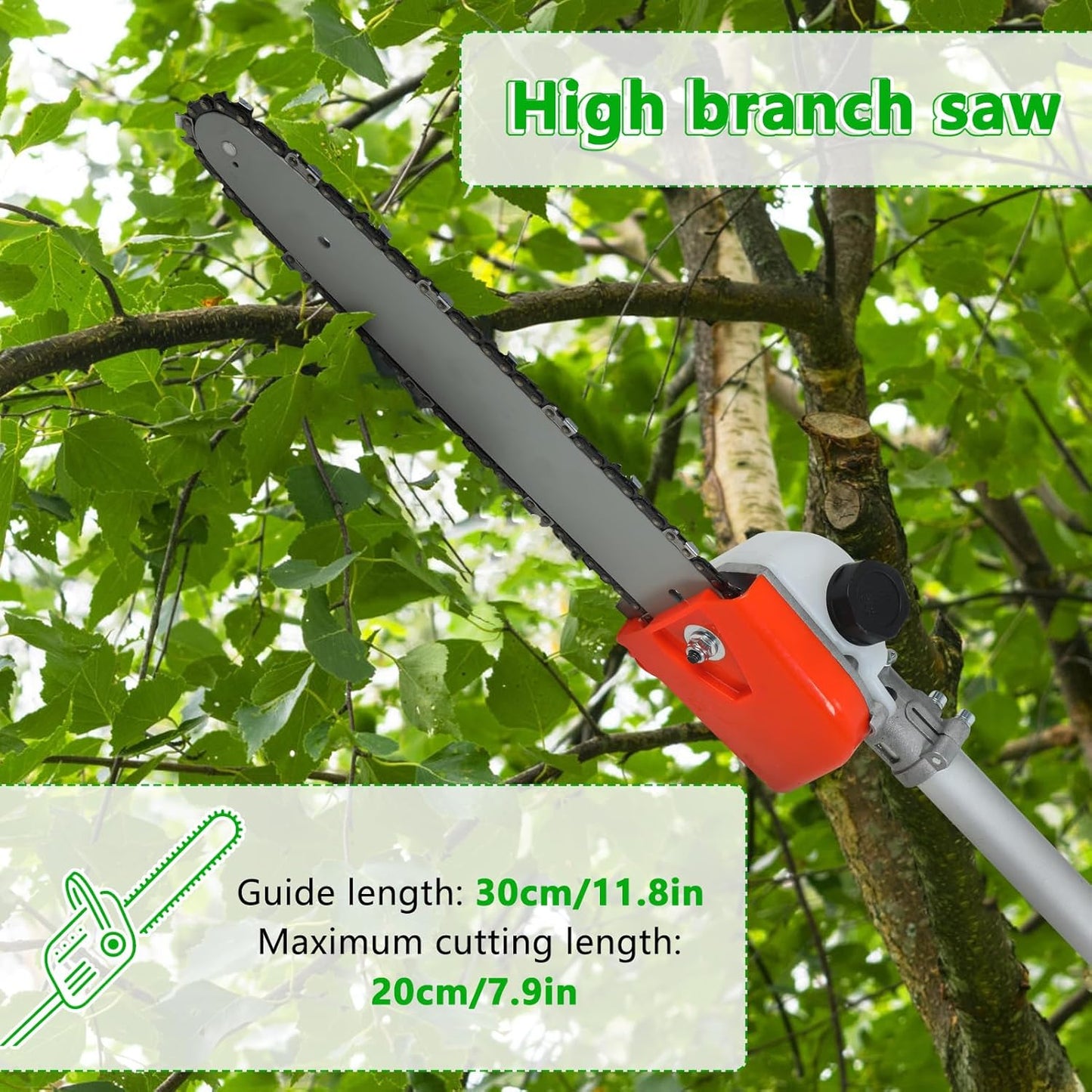 8-in-1 Gas Weed Wacker, 52cc 2-Cycle Gas Weed Eater,Latest Weed Eater，Edger Pole Saw Chainsaw Pruner Brush Cutter for Yard & Garden，9500RPM & 40T Blade，Easy Use