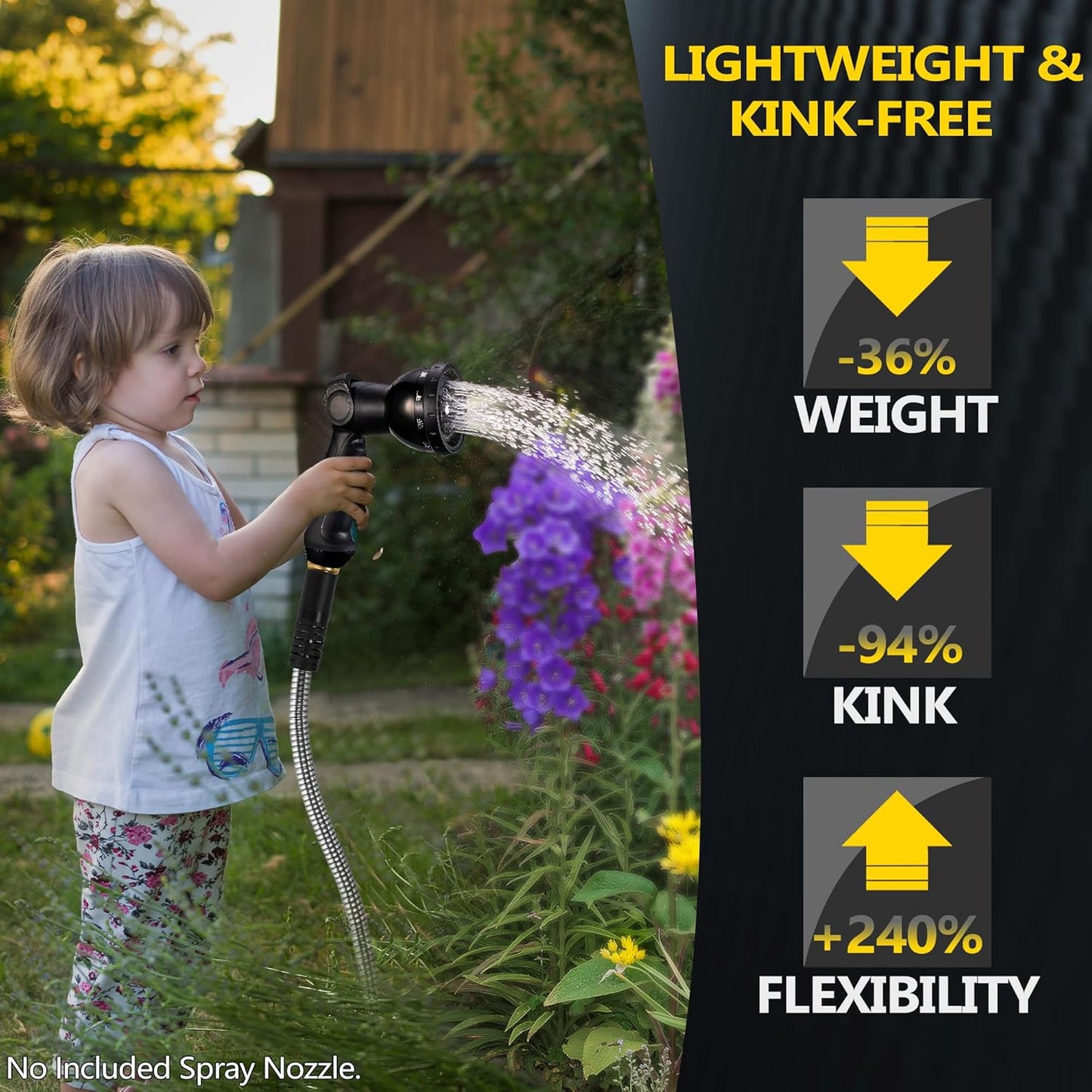 200 ft Stainless Steel Garden Hose - 2025 Upgraded Metal Water hose - Flexible Water Hose Pipes with Latex Core, 3/4" Solid Brass Connector - No-Expandable Garden Hoses