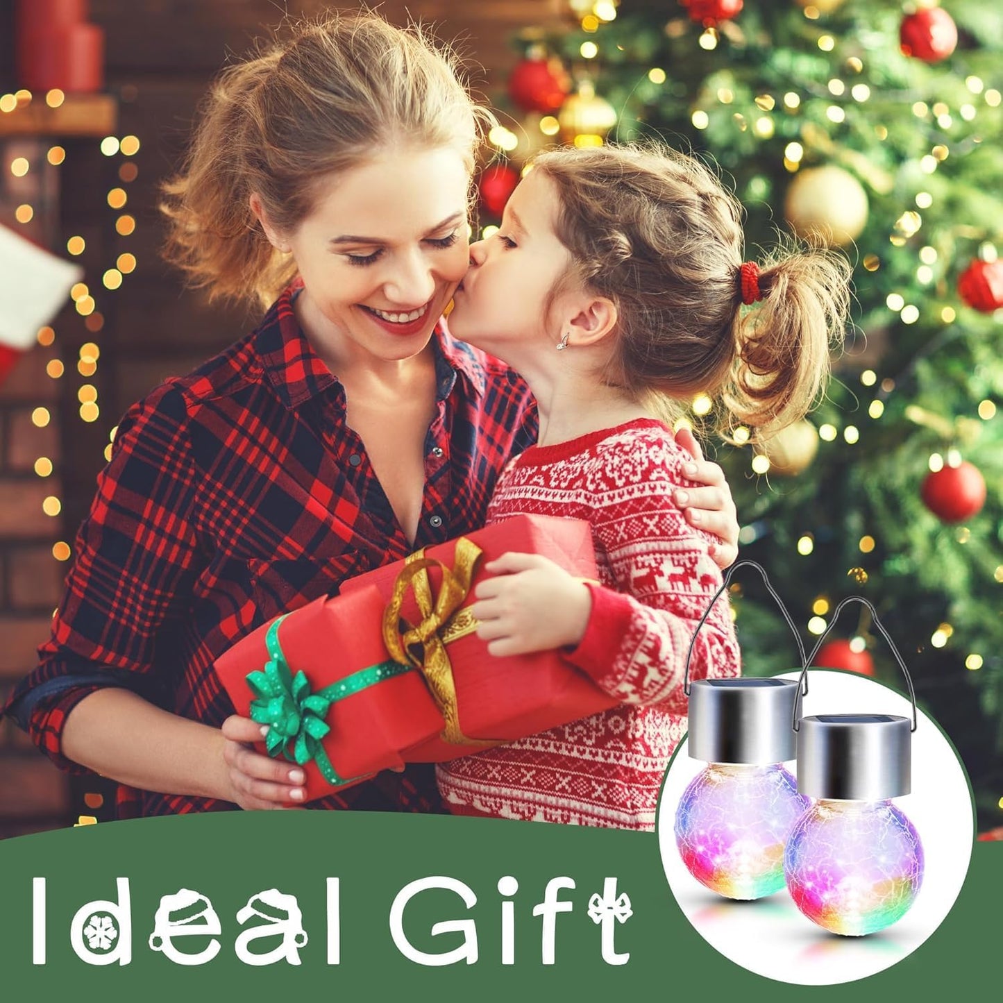 GIGALUMI 16 Pack Solar Hanging Lights for Christmas Decoration - Cracked Glass Solar Lights Outdoor Waterproof for Garden, Yard, Fence, Tree (Color Changing)