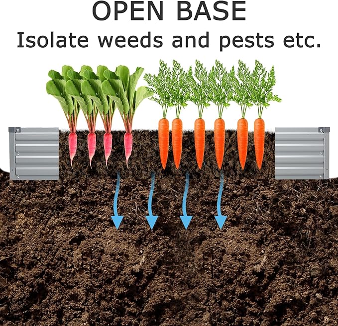 8x3x1.5ft Galvanized Raised Garden Bed,Outdoor Planter Box Metal Patio Kit Planting Bed for Vegetables Flowers Herb,Grey