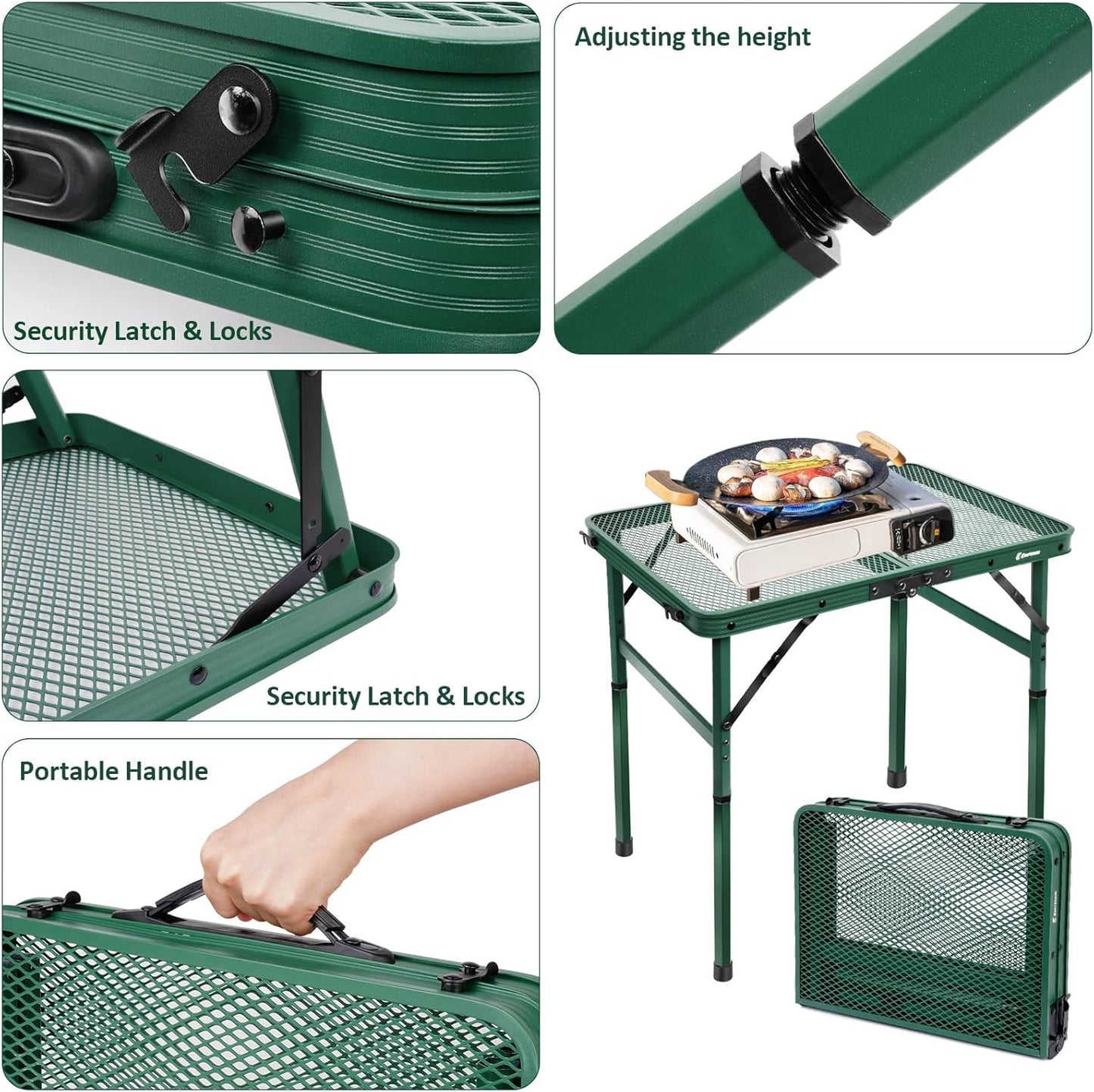 Small Folding Table, Easy for Storage, Compact and Portable Picnic Table for Grill, Outdoor Camping, Garden, Patio, Dining, BBQ, Party, Market, 2Ft (Small, Green)