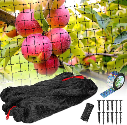 50'x50' with 2" Mesh Bird Netting for Chicken Coop with Bird Scare Tape, Hawk Nettings for Chicken Run, Heavy Duty Poultry Nettings Chicken Netting Roof Deer Net