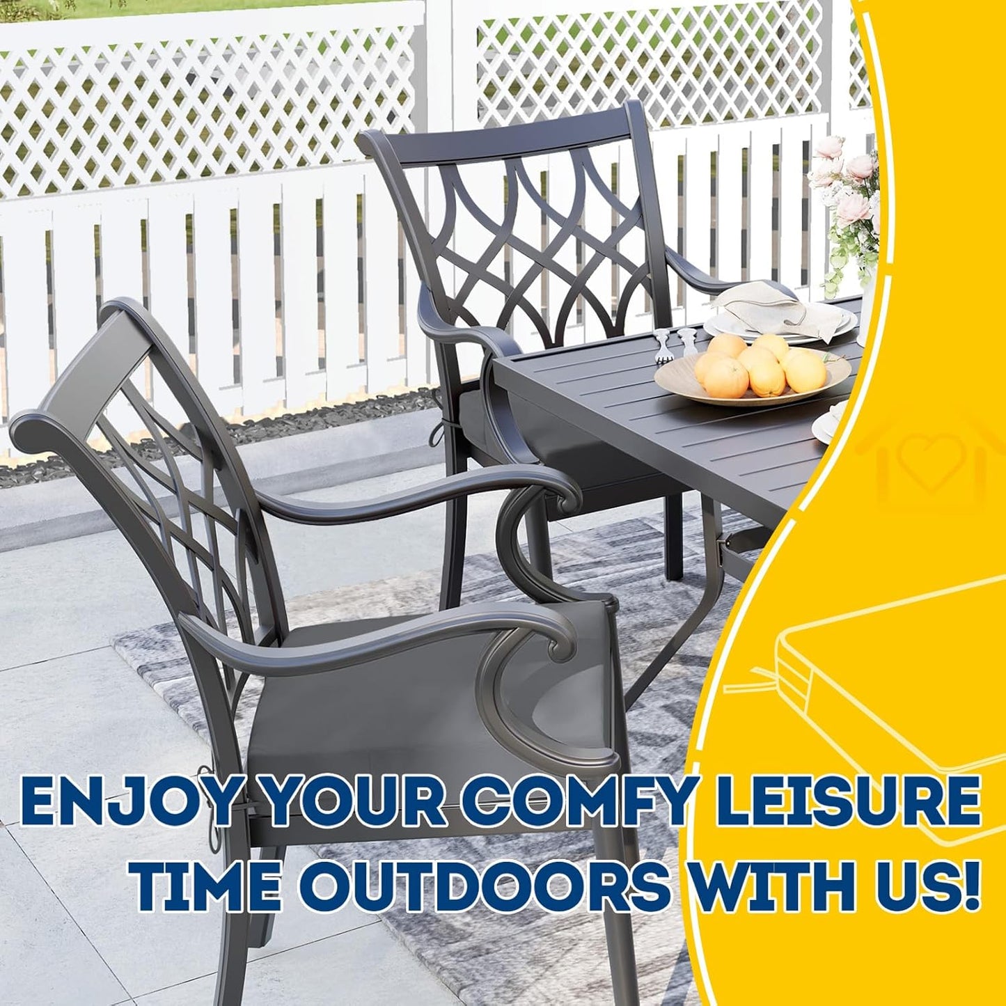 AAAAAcessories Outdoor Seat Cushions for Chairs, Waterproof, Fade-Resistant Patio Furniture Replacement Cushions, 18" x 18" x 2", Set of 2, Dark Gray