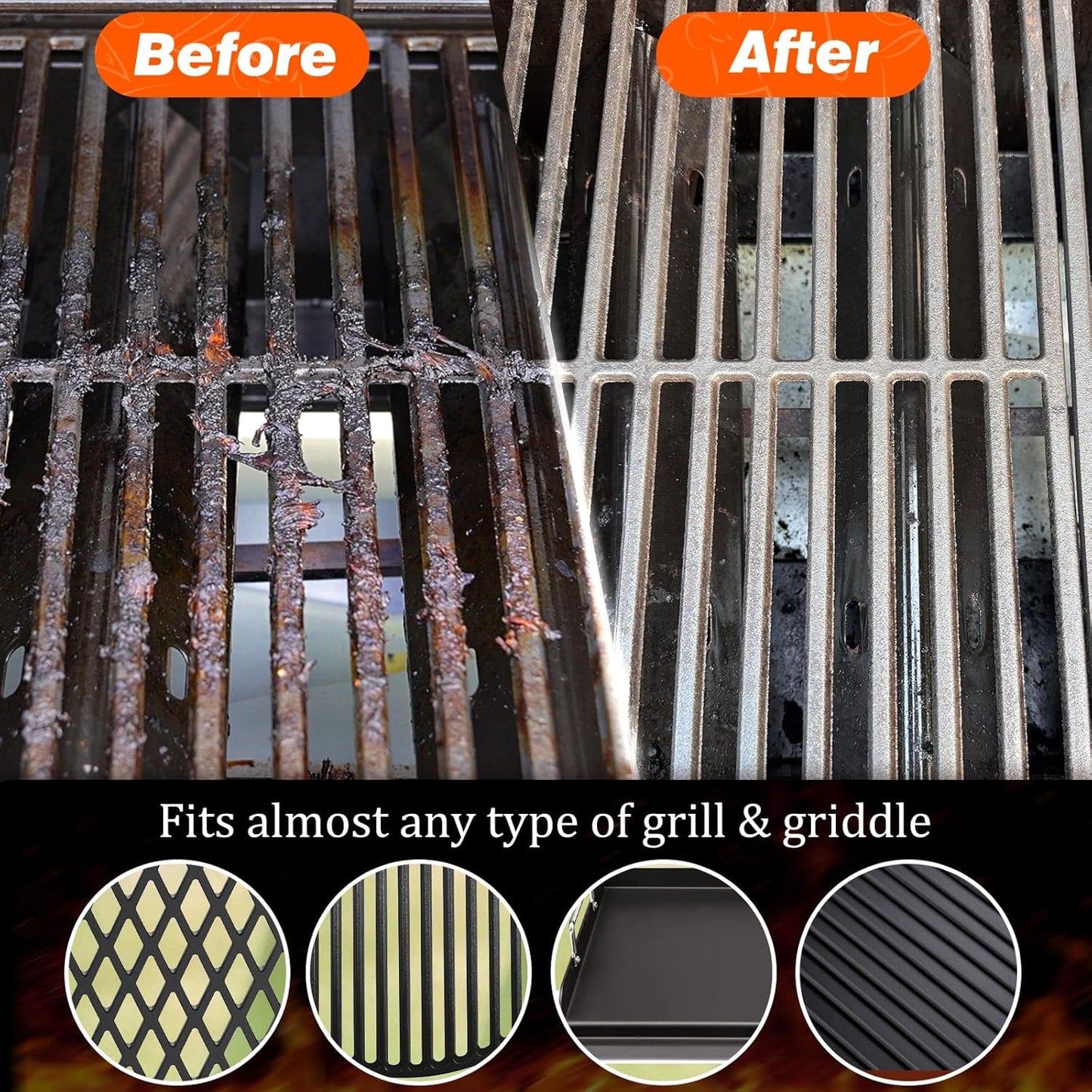 Grill Brush for Outdoor Grill, Bristle Free Steam Grill Brush with Scraper, BBQ Grilling Accessories BBQ Brush Non Metal Bristles, Grilling Accessories Fit Most Grills, Gifts for Men Dad Husband