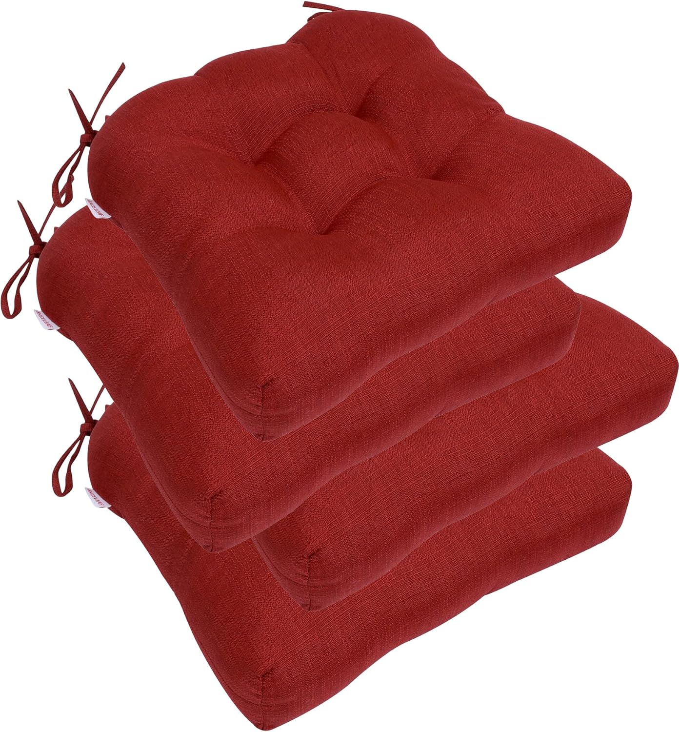 RACE LEAF Patio Chair Cushions 19x19 4 Pack, Thickened Outdoor Seat Cushions Water Resistant Stain Resistant Non-Slip Ties (Red)