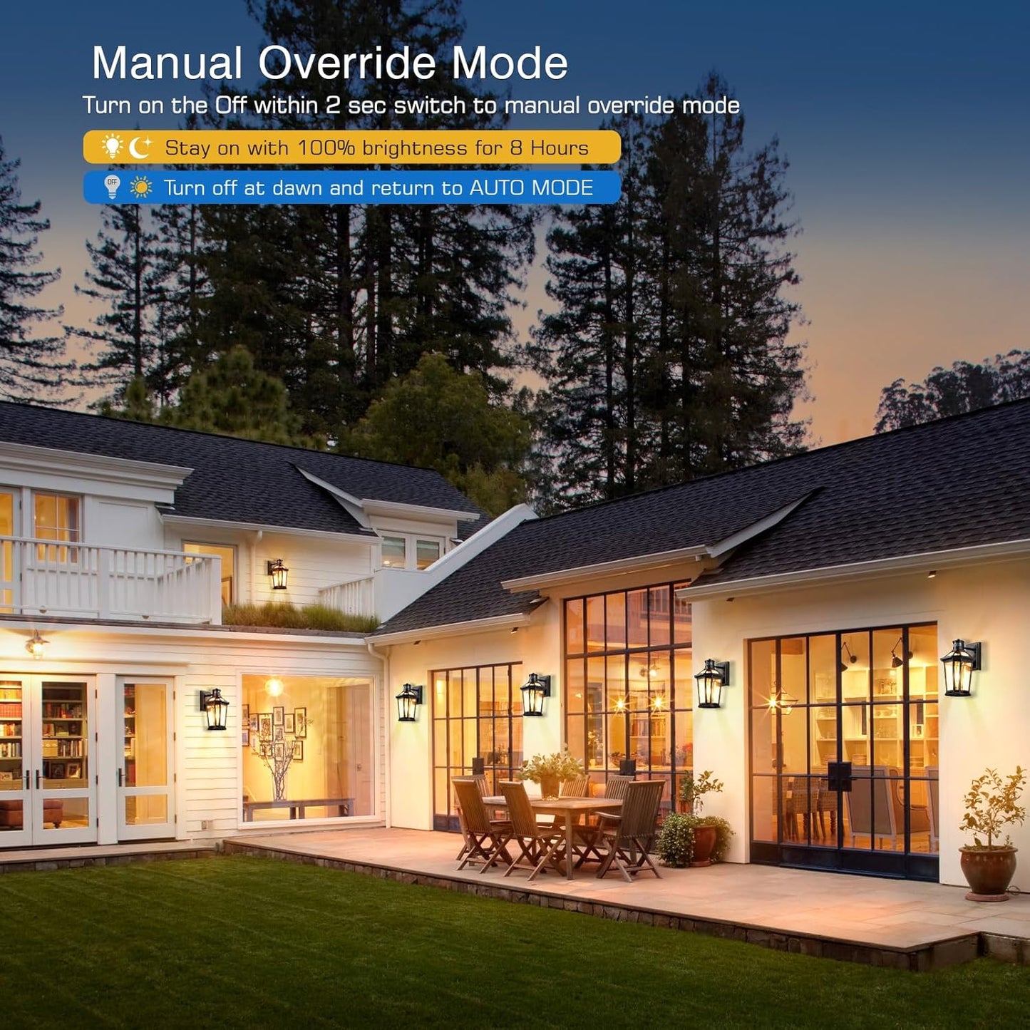 VIANIS Motion Sensor Outdoor Lighting, Outdoor Wall Lights Wall Mount with Clear Glass, Black Dusk to Dawn Garage Light Sconce, Waterproof Exterior Lights for House, Brightness Distance Adjustable