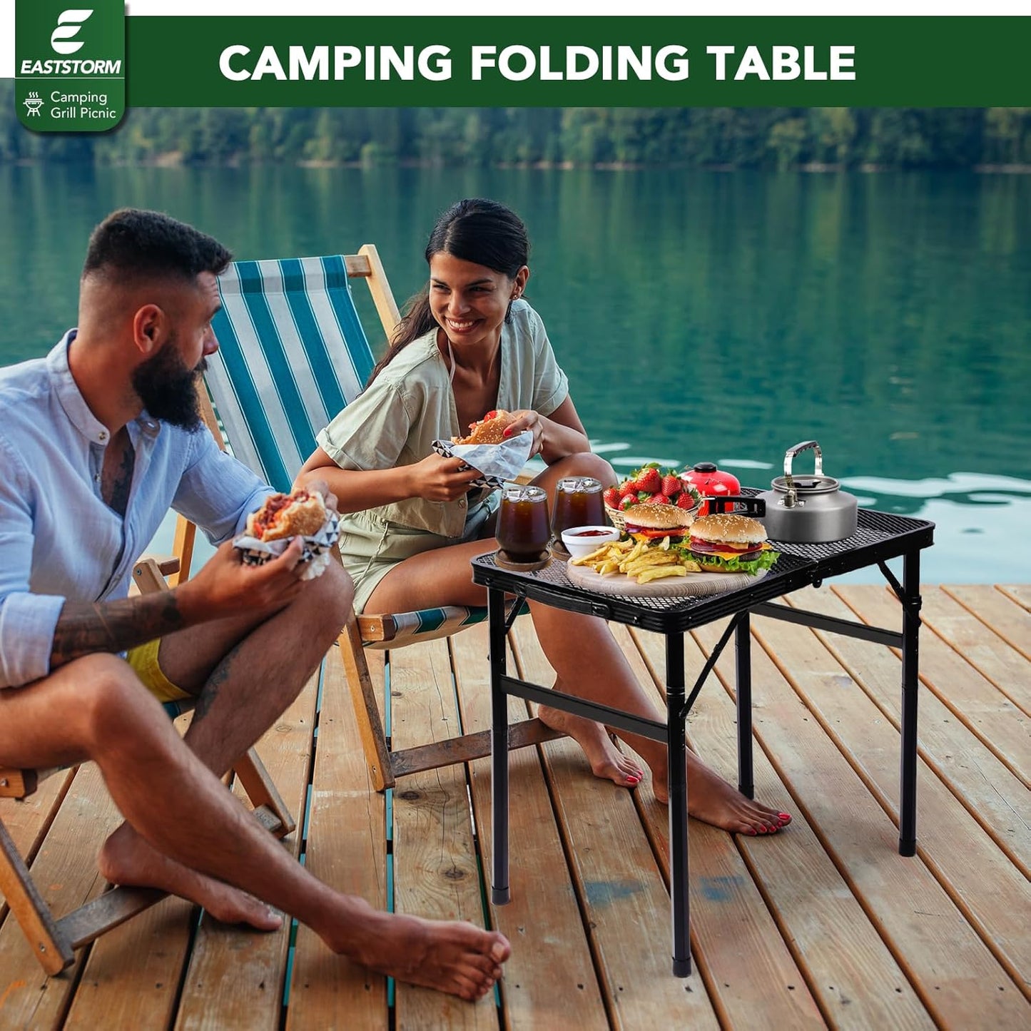 Small Folding Table, Easy for Storage, Compact and Portable Picnic Table for Grill, Outdoor Camping, Garden, Patio, Dining, BBQ, Party, Market, 2Ft (Small, Black), 23.6" L x 15.8" W