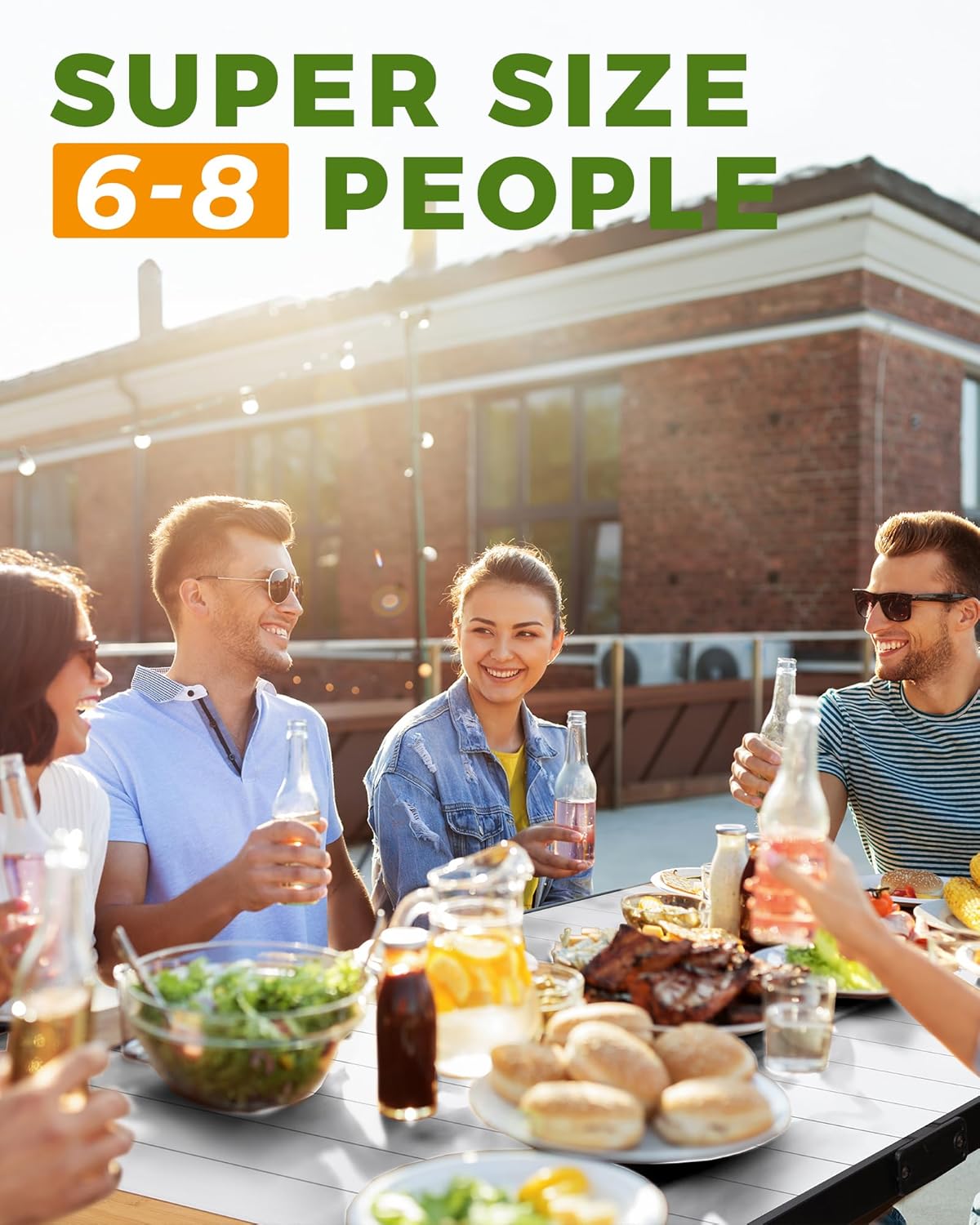 KingCamp Aluminum Folding Lightweight Roll Portable Stable Table for Camping Picnic Barbecue Backyard Party, Indoor & Outdoor, Oversize, Silver Black (Extended Pro, #6P Bamboo)