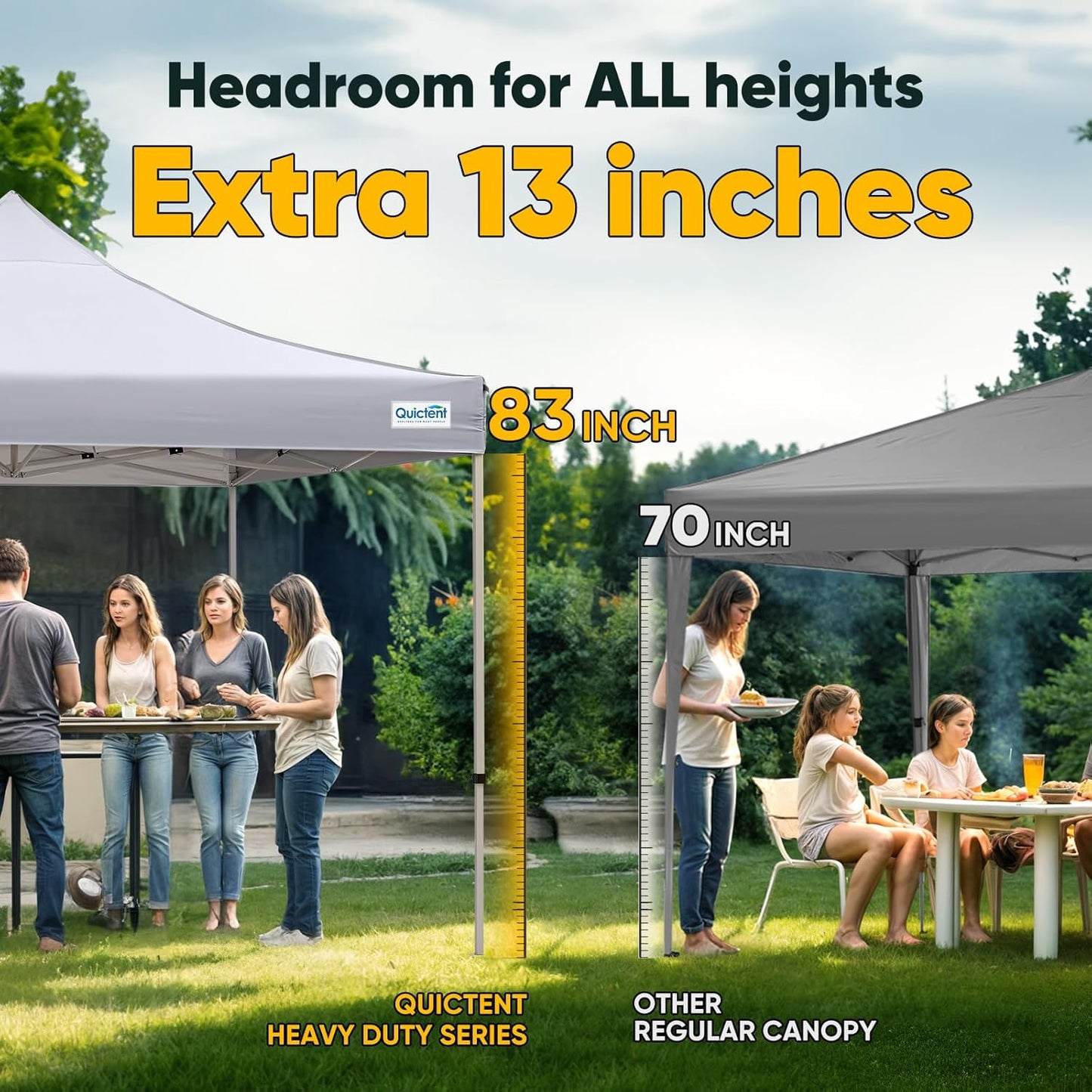 Quictent 10x10 Heavy Duty Pop Up Canopy Tent- Easy up Outdoor Commercial Canopies, Waterproof, 11ft Interior Height, Easy Setup, Includes Sand Weight Bags and Wheeled Carry Bag