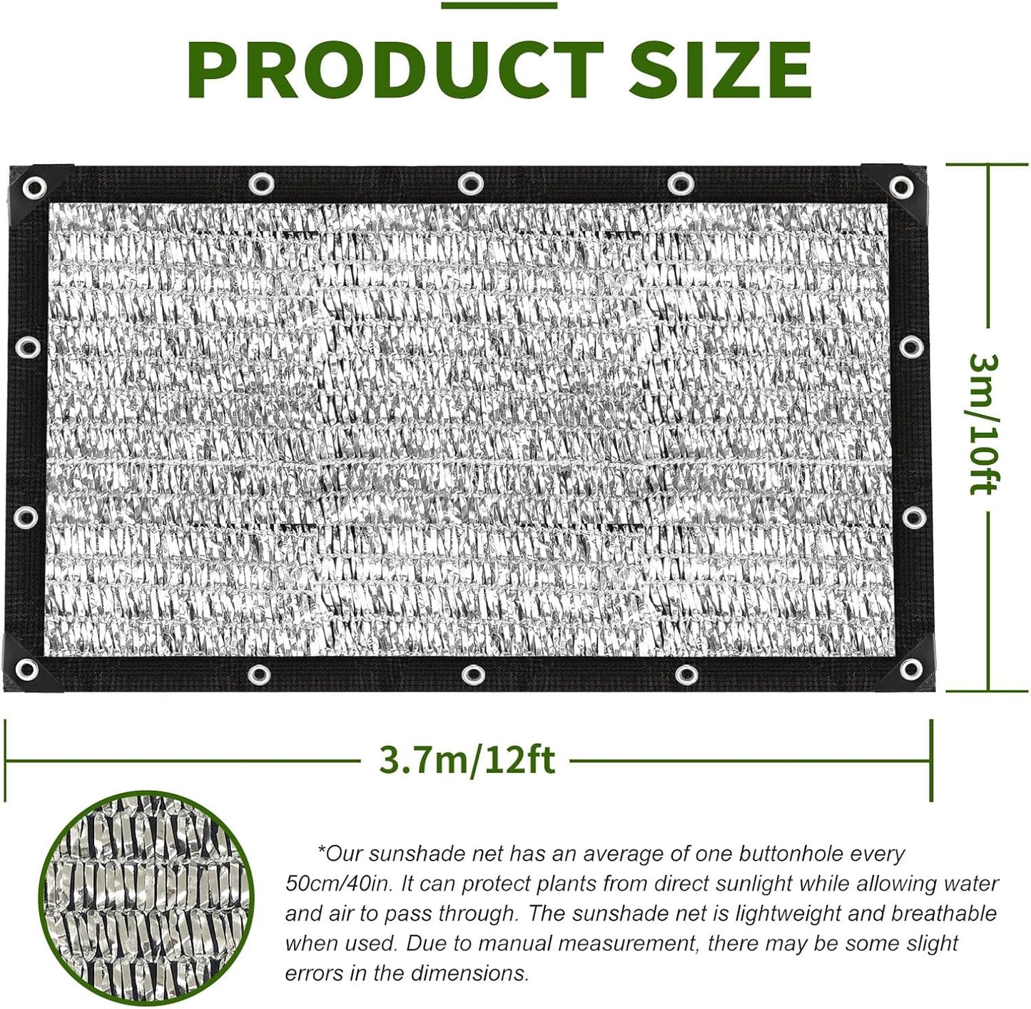 10×12FT Shade Cloth-80% Aluminum Sunblock Neting,Durable Mesh Tarp with Grommets,Shade Cloth for Garden,Car, Outdoor Pergola,Greenhouse,Chicken Coop and Dog Kennel(Silver)