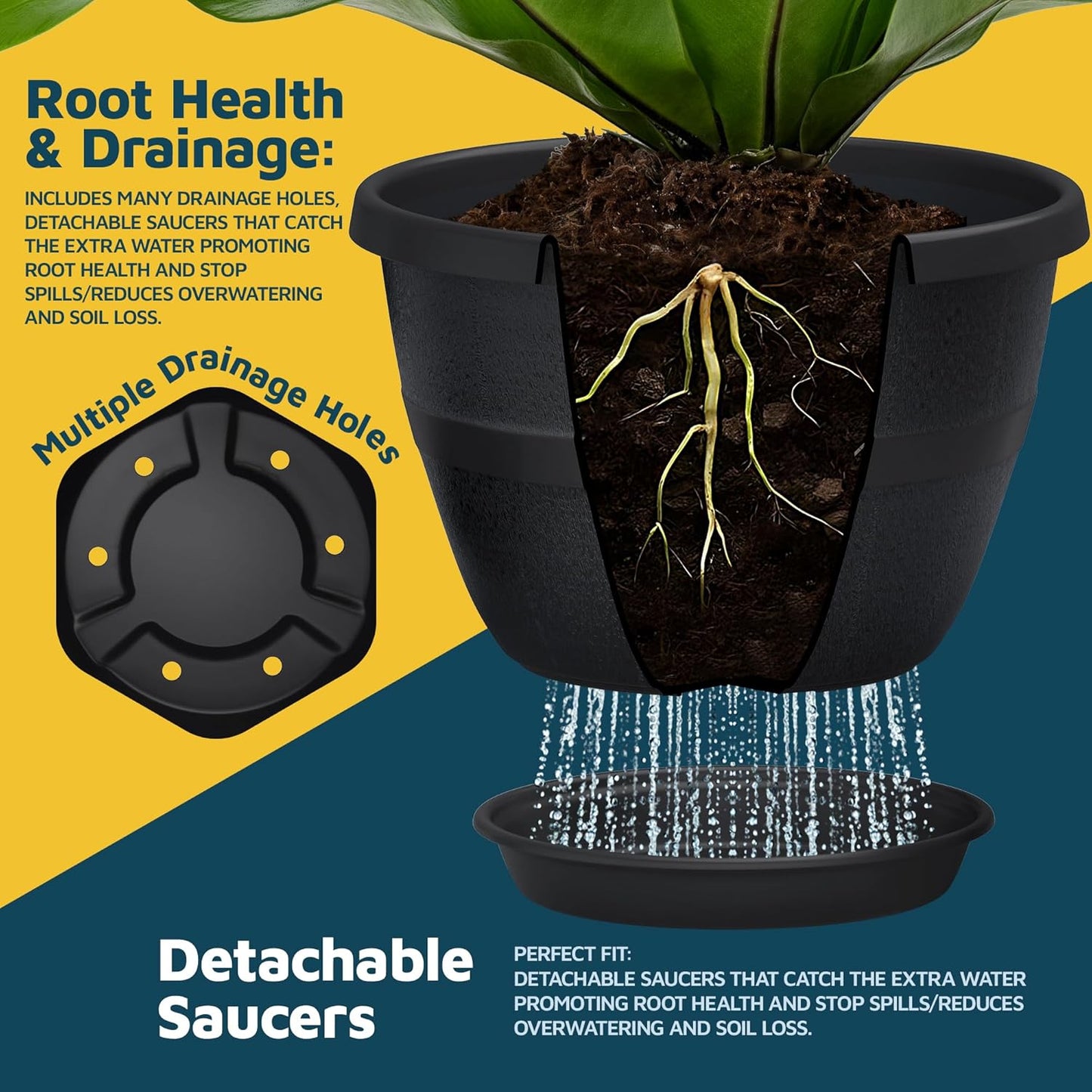 10-Inch Whiskey Barrel Planters Outdoor Pack of 20 - Durable Plastic Plant Pots for Indoor & Outdoor Use with Drainage & Saucer, Lightweight Rustic Barrel Planters for Flowers, Herbs & Small Plants