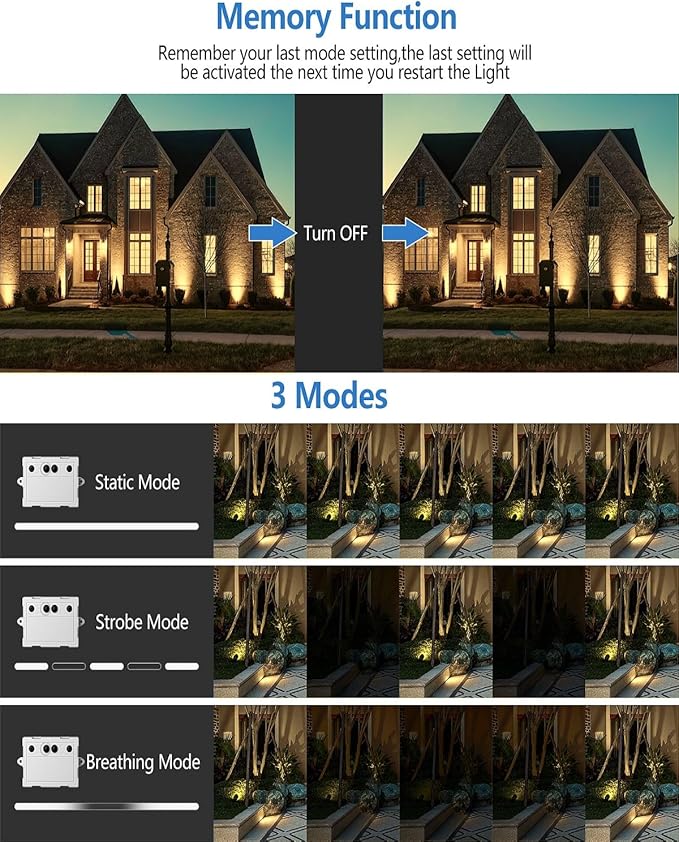 CLY 6 in 1 Solar Spot Lights Outdoor, 2700K Warm White Solar Spotlights Landscape Lights, IP66 Waterproof 59.06ft Cable Auto On/Off Garden Floodlight for Yard Lawn Tree Statue Pathway Decoration