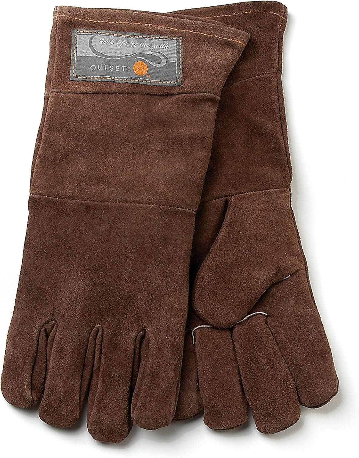 Outset Leather Grill Gloves, Set of 2 Brown Leather BBQ Gloves