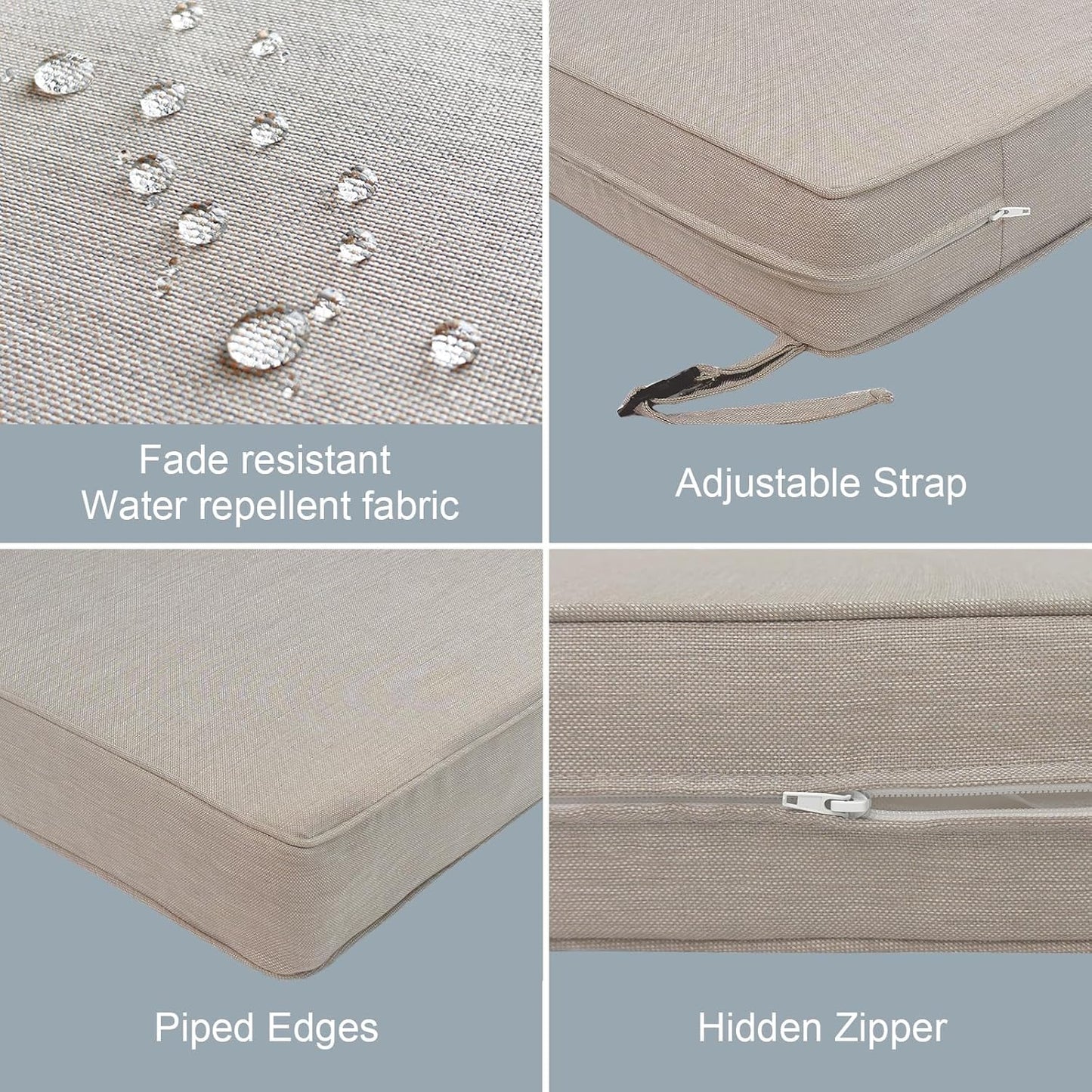 LVTXIII Patio Chair Cushions 19"x19"x3", Water-Repellent Outdoor Seat Cushions for Patio Furniture, Square Chair Pads with Ties for Home Garden Decoration, Set of 2, Light Grey