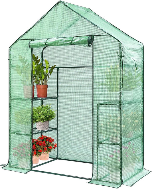 VIVOSUN 57 x 29 x 77-Inch Mini Walk-in Greenhouse with Windows, Shelves and Anchors, Plant Garden Hot House