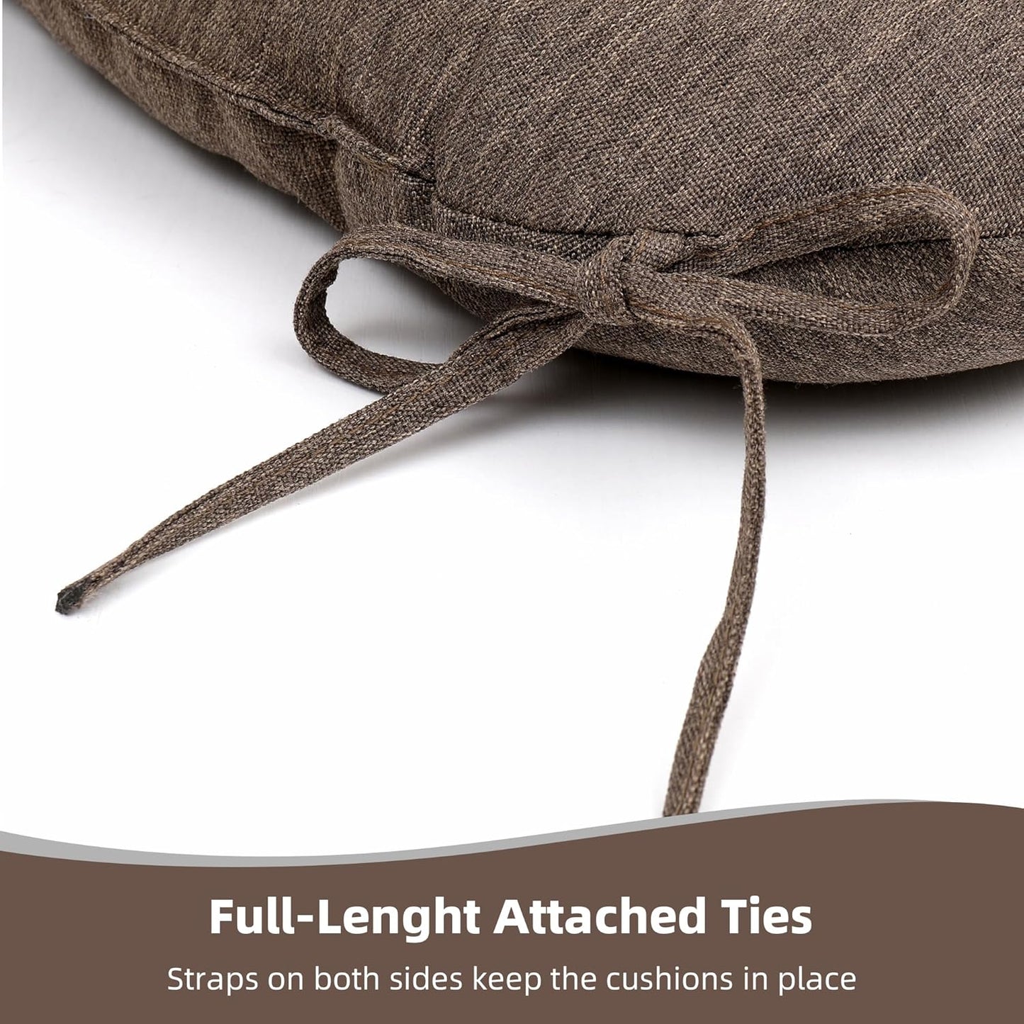 RACE LEAF 19" x 19" Patio Chair Seat Pads Brown - Outdoor/Indoor Patio Cushions Set of 2 - Replacement Cushions for Chairs and Seating - Olefin Seat Pads for Porch, Deck, and Garden Seats