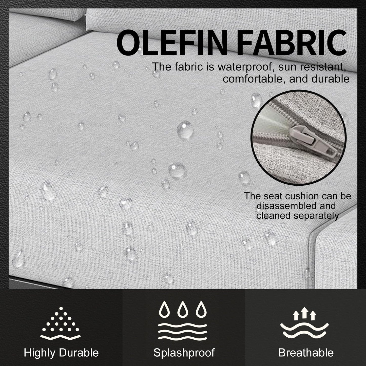 Aluminum Outdoor Sofa,4 Seats Modern Patio Furniture Set,Sectional Sofa Conversation Set with Coffee Table, Upgraded Washable Cushions for Garden Backyard,Grey