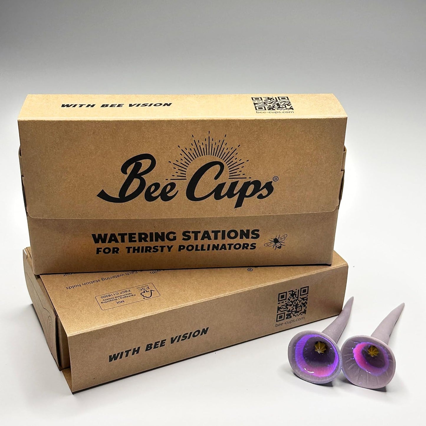 Patented Bee Butterfly Watering Station, Garden Decor, with Pollinator Attracting Ultraviolet Glaze, 100% Porcelain, 100% Handmade, Plastic Free (5, Passion Flower Purple)