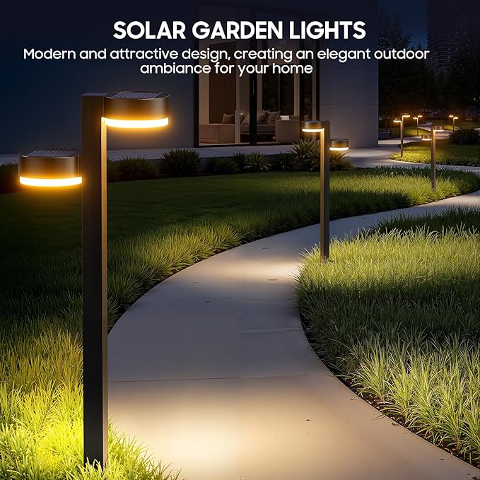 Solar Pathway Lights Outdoor, 4 Pack Dual-Head Solar Lights Outdoor Waterproof Super Bright Up to 12Hrs, Auto On/Off Garden Light for Yard Patio Path Walkway Driveway Outside Decor
