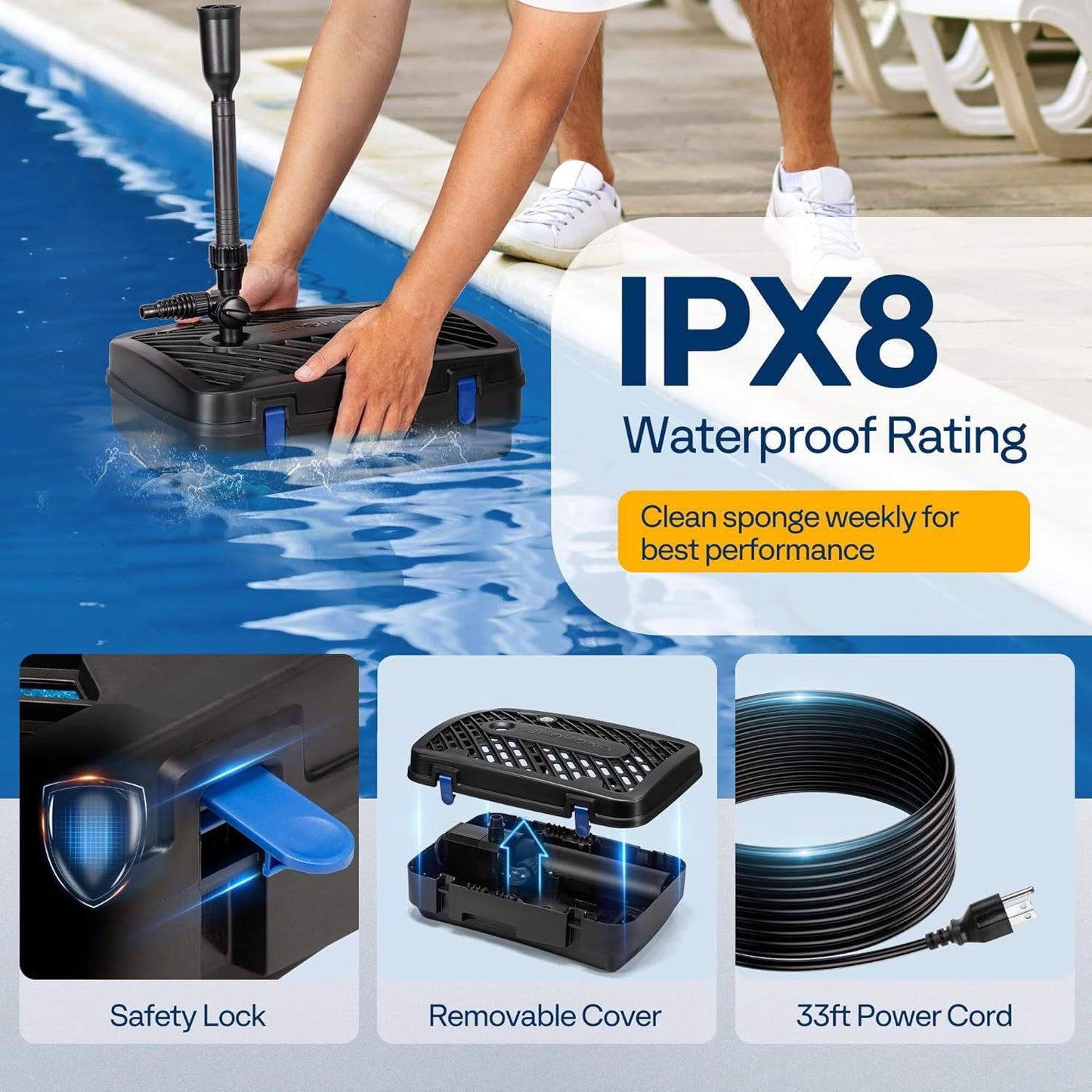 VIVOHOME All-in-One Pond Filter Fountain System Kits, 790 GPH Submersible Water Pump for Ponds up to 1320 Gallons