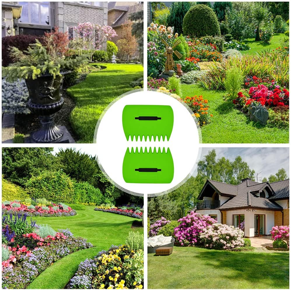 Garden and Yard Leaf Sops Hand Rakes, Large Sized, Multiple Use for Leaves, Lawn Debris and Trash Pick Up +1 pair of garden gloves, Light green-1