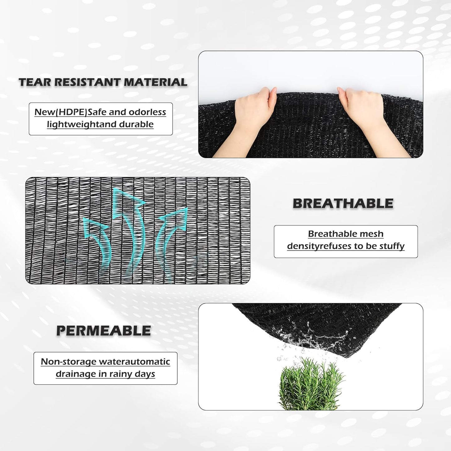 Garden expert 50% Sun Shade Cloth 10x15ft Mesh Tarp with Grommets for Plant Cover Patio Canopy Garden Pergola Greenhouse Car Barn Kennel Black