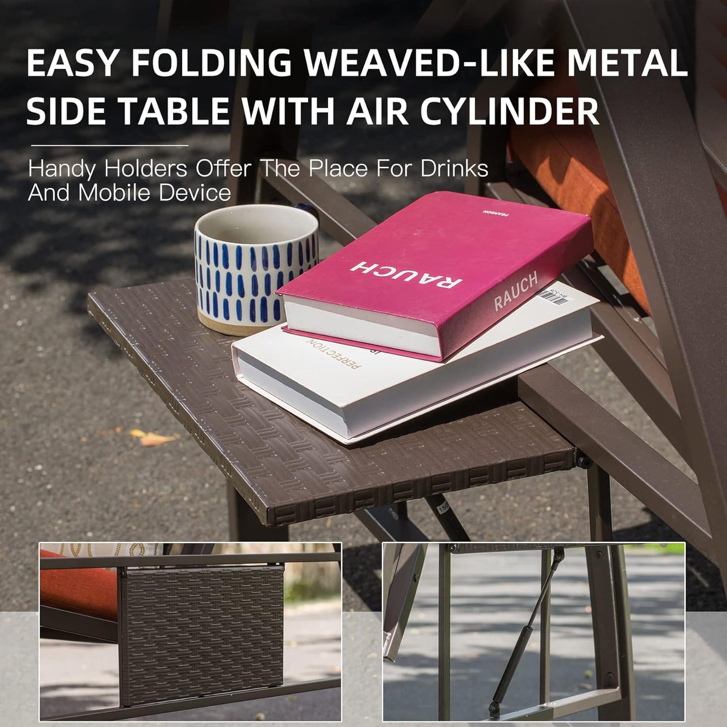 Domi Porch Outdoor Patio Swing with Adjustable Hardtop Polycarbonate Canopy, 3-seat Swing Chair Bench with Solar LED Light for Backyard Yard Poolside Porch Lawn, Cushion and Pillows Included