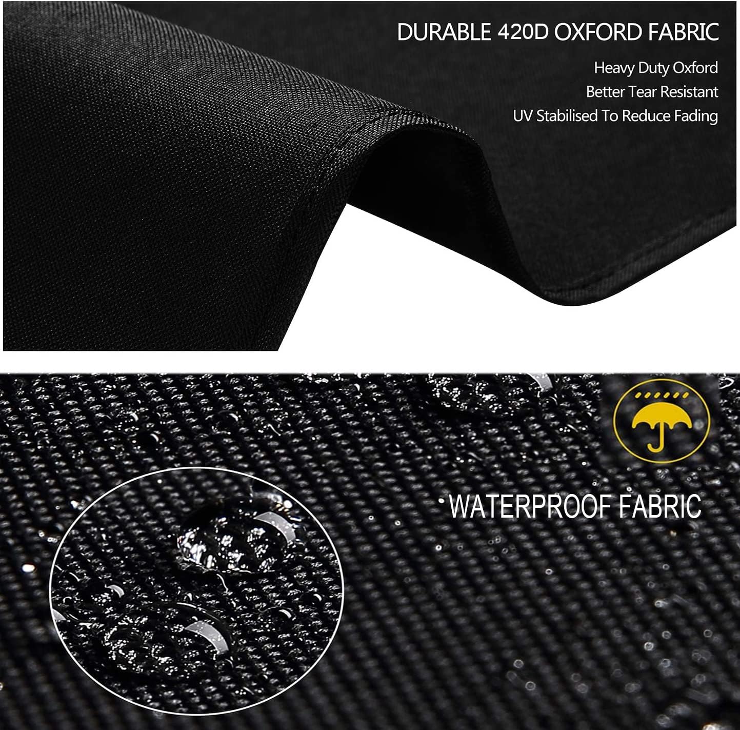 Siruiton Patio Heater Covers with Zipper & Air Vent - Waterproof, Dustproof, Wind-Resistant, UV/Snow-Resistant, 420D - Black (2 Pack, 87" Height x 33" Dome x 19" Base)