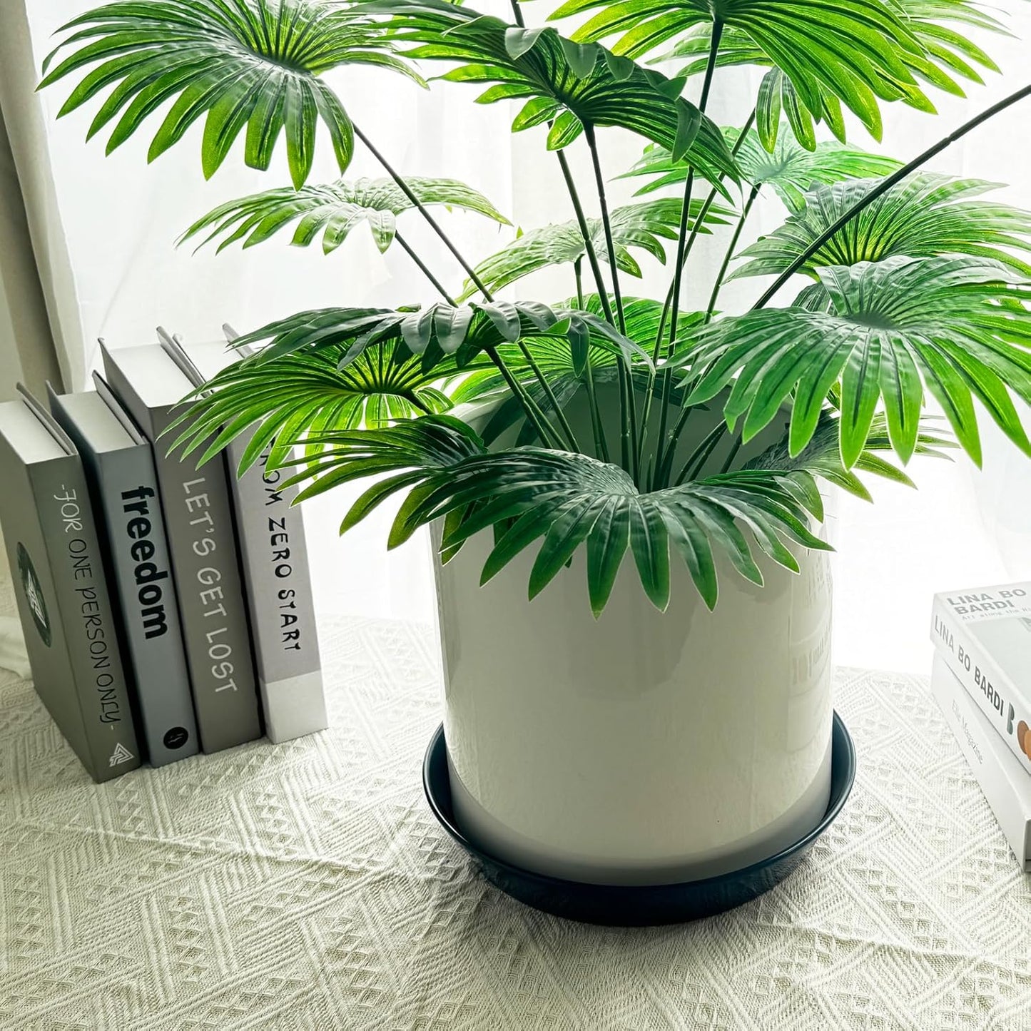 Plant Saucers 12 Inch (12.7 Inch) Plant Trays, Durable Round Glazed Ceramic Flower Plant Water Drip Tray for Pots Planter