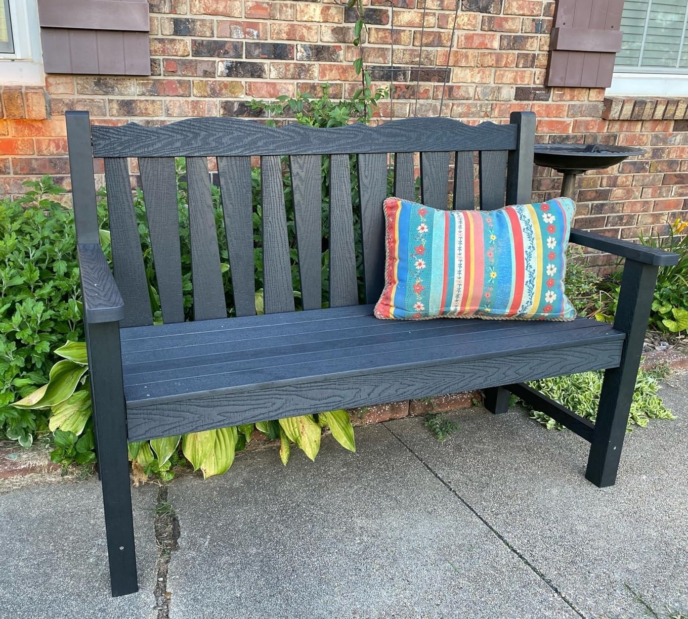 Outdoor Bench Weatherproof, 2-Person Garden Benches for Outdoors, All Weather HIPS Patio Bench Holds up to 800lbs, Never Rot or Fade, Comfort Bench for Porch, Garden, Patio, Backyard and Park, Black