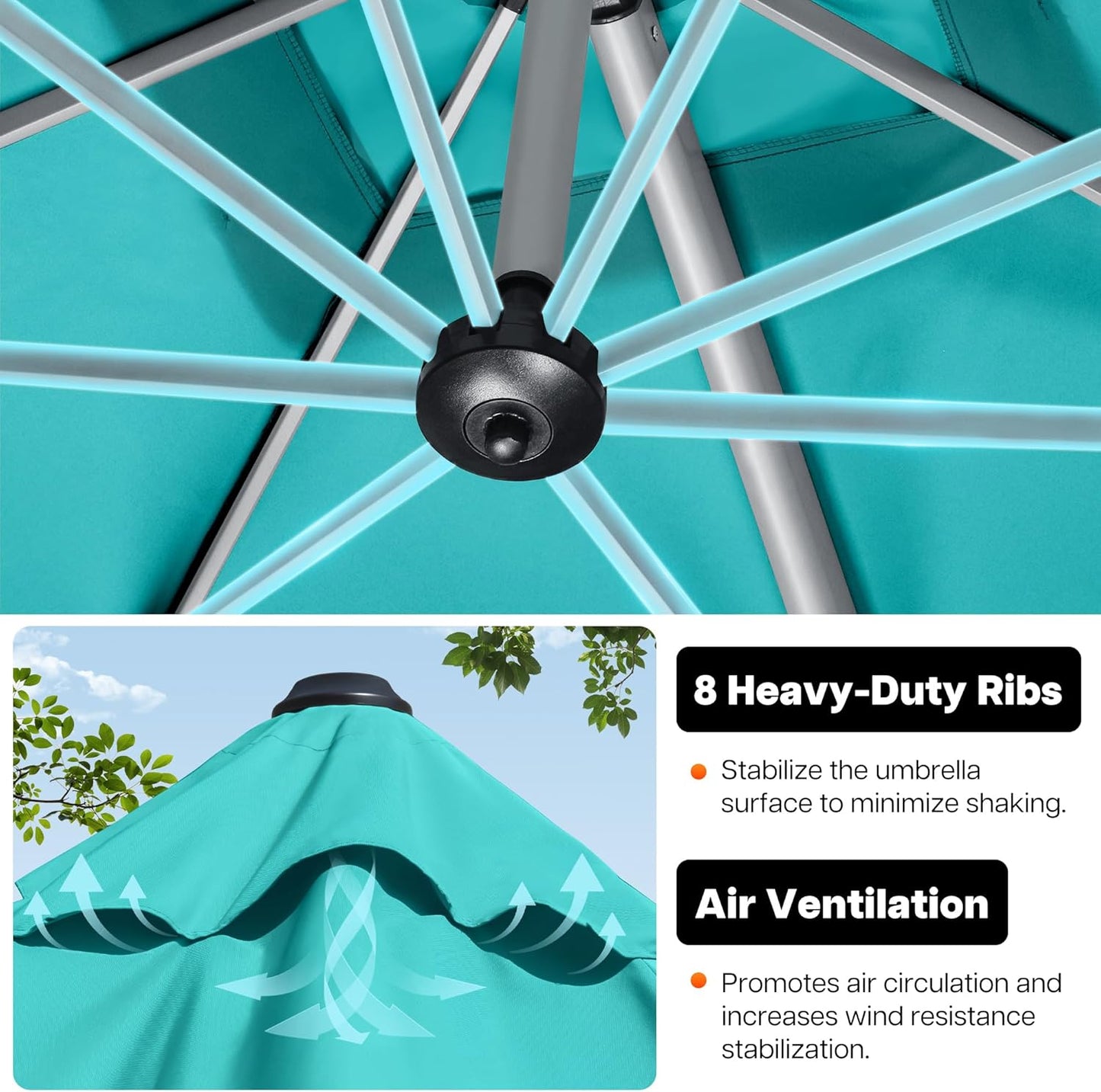 Patio Umbrella, 10FT Outdoor Cantilever Umbrella with 360-degree Rotation for Garden, Deck, Backyard, Pool and Beach, Turquiose